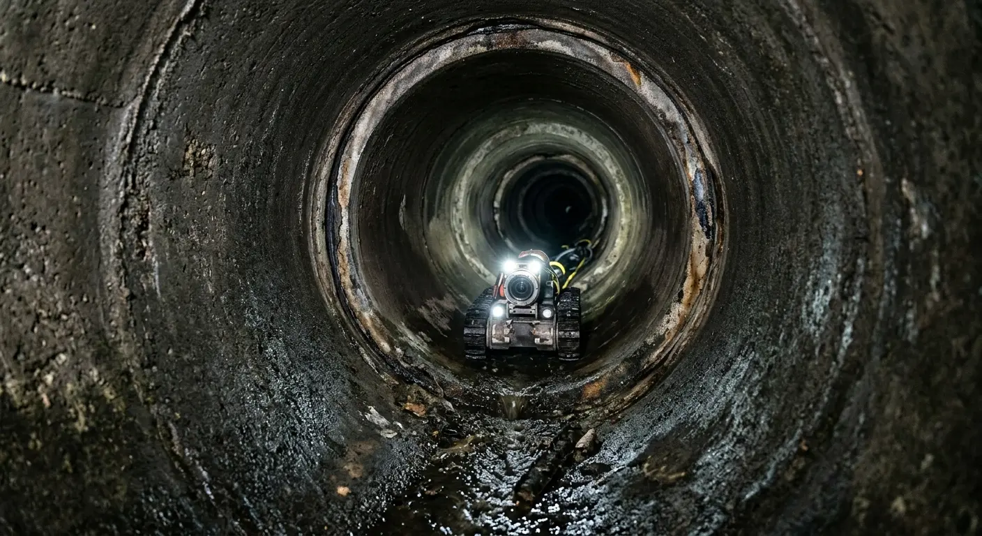 Robotic sewer camera inspecting pipe interior for Drain Snake Service in Bowie